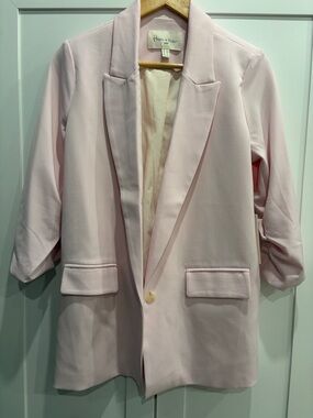 Haven + Blair Pale Pink Open-Front Blazer